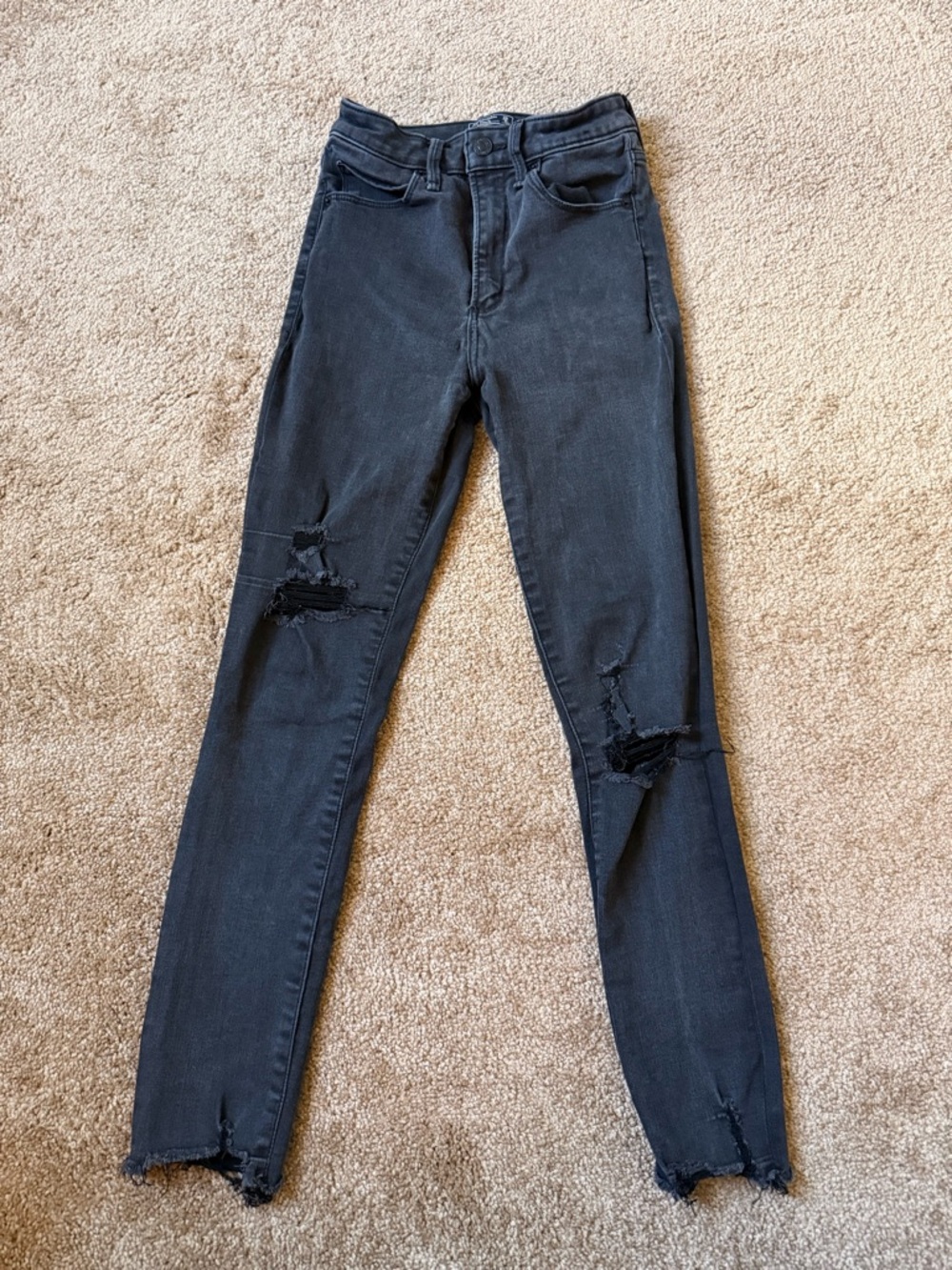 Abercrombie High-Rise Black Distressed Jeans
